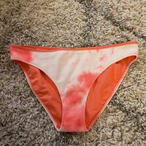 Aerie Real Good Orange White Tie Dye Textured Bikini Bottom Womens XL